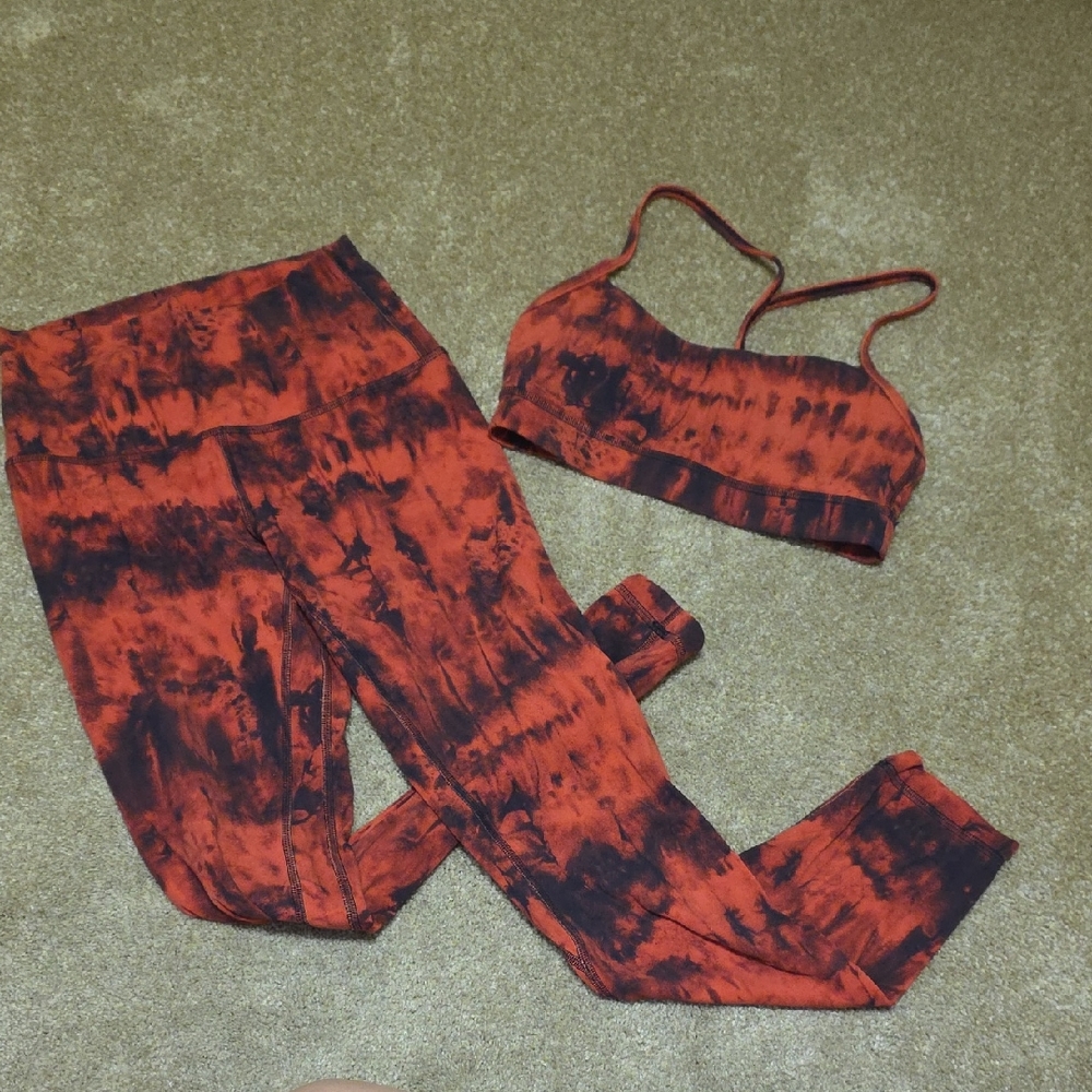 Red and Black Tie-Dye Activewear Set